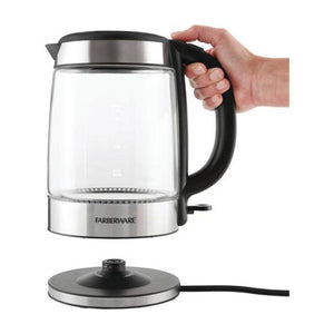 Farberware 1.7l hervidor de vidrio con luz led azul indicadora de encendido